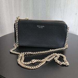 Kate Spade Margaux Double Zip Crossbody Organizer Handbag/purse/black/gold